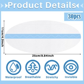 30 Pcs Tummy Lift Tapes, Invisible Waterproof Oval Lift Cellulite Adhesive Bikini Tuck Swimsuit Thigh Tapes for Women Skin Lifting Inner Tummy Breast Thigh Belly Sagging Loose Beauty, 9.8 x 4.3 Inch