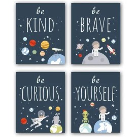 4 Cuadros Decorativos Habitacion Niño Astronauta Canvas Astronauta                                                                                    