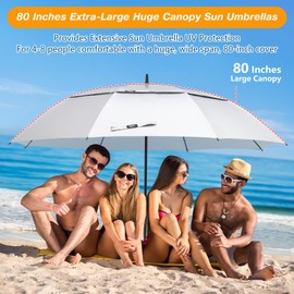 Fulynmen 80 Inch Extra Large Golf Umbrellas For Rain Heavy Duty Jumbo Stick UV Umbrellas For Sun Protection Upf 50+ Windproof Vented Double Canopy Manual Opening Big Size (Silver-Turquoise)