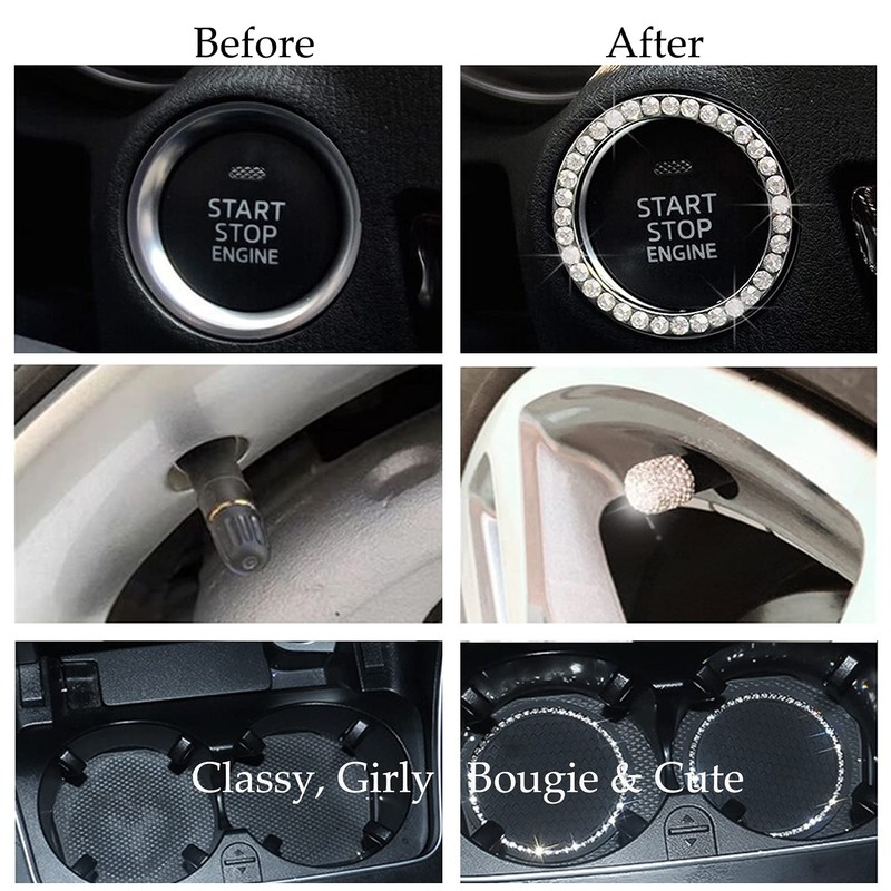 POTUANOT 10 Bling Car Coaster Drink Holder, Engine Ignition Button