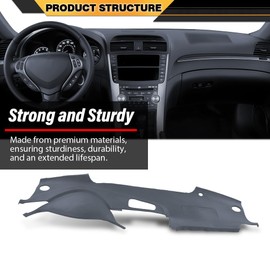 CNNELL Dash Board Cover Compatible with Acura TL 2004 2005 2006 2007 2008 Dash Cover Light Grey TPE Material