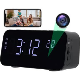 Camara Espia Reloj Despertador WiFi, Camara Espia Oculta Vision Nocturna, Sensor de Movimiento, Monitoreo en Tiempo Real, App para Celular hasta 128GB