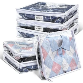 Toketa 6 bolsas de almacenamiento grandes de vinilo transparente con 40 * 35 * 10cm, bolsas de almacenamiento con cierre para mantas, ropa, sábanas, p