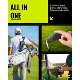 MAG-iT Magnetic Golf Towel with Carabiner | Strong Magnet, Ultra-Absorbent Microfiber, Groove Cleaner for Golf Bags - Grey