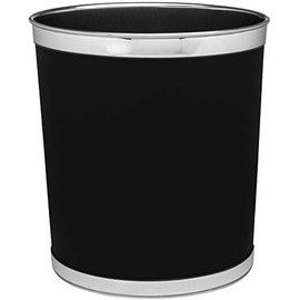 Made in USA 5-Gallon Faux Black Leather Sleek and Stylish Vinyl Waste Basket (13" X 11")