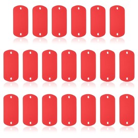 PATIKIL Pack of 20 Metal Stamping Blanks Rectangular Punch Labels Blanks Aluminium Plate DIY Name Tags 5 x 3 cm Metal Engraving Blanks 2 Holes for Laser Engraving Red