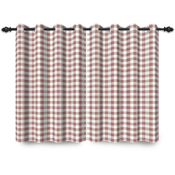 ggaimwf 117 x 138 cm Plaid Eyelet Curtain Buffalo Check
