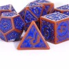 UDixi Burnt Orange with Blue Irregular Pattern Fill: 7-Piece Acrylic