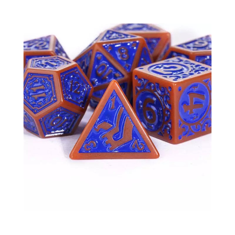 UDixi Burnt Orange with Blue Irregular Pattern Fill: 7-Piece Acrylic