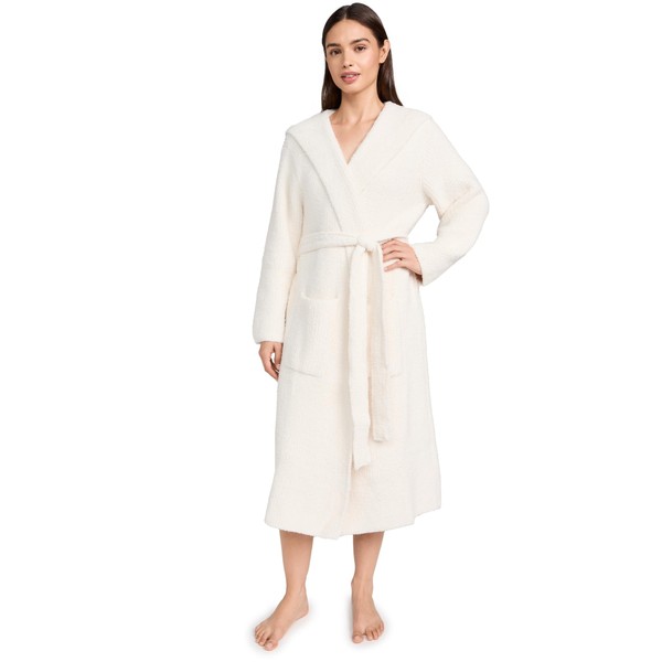 Barefoot Dreams CozyChic Ribbed Hooded Robe, Plush Pool Robe, Long