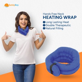 SunnyBay SunnyBay Microwave Heating Pad, Microwavable Heated Neck and Shoulder Wrap, Hands-Free Weighted Moist Hot or Cool Pack, Soft Fleece Cover and Flaxseed Filling, 26 Inch Length, SkyBlue