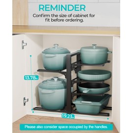 ORDORA 6-Tier Pots and Pans Organizer under Cabinet, Kitchen Cabinet Organizers and Storage, Heavy Duty Pots and Pan Storage Rack Organizer inside Cabinet, Adjustable Pot Rack