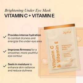 Radiant Aura Under Eye Patches with Vitamin C & E - Dermatologist Tested Korean Eye Gel Patches for Puffy Eyes and Dark Circles - Hydrating Eye Gel Patches - Brightening Depuff Eye Patches - 15 Pairs