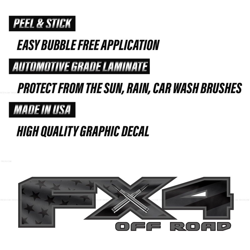 Generic FX4 Offroad Decals Grey US Flag Stickers for Truck