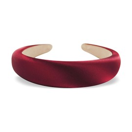 axy Headband made of padded silk fabric in elegant festive colours, beautiful women's headband, hair accessory, hair band, HRK2Ro (dark red, wide)
