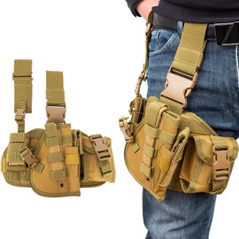 Focalmotors Tactical Drop Leg Holster Outdoors Detachable Molle Pistol Handgun Thigh Holster Right Handed Utility Leg Rig 900D Military for Glock 17 18 19 26 34 and More