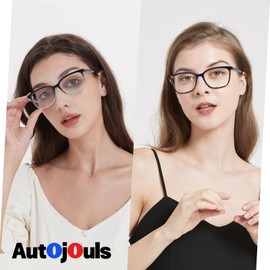 Autojouls 4-Pack Reading Glasses Women Men Clear Lens Spring Hinge Readers Lightweight Blue Light Blocking Computer Eyeglasses, 4 Mix C1C4C5C6 0.0 x