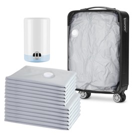 SUOCO Travel Vacuum Bags for Luggage and Backpack, 12 Combo (6L/6M) Reusable Compression Bags with Wireless Electric Pump, Packing Seal Space Saver Storage for Clothing, Carry on Suitcase