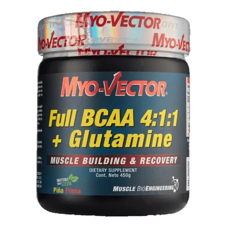 Bcaa 411 Glutamina Myo-Vector 450g Sabor Maracuyá Vegano