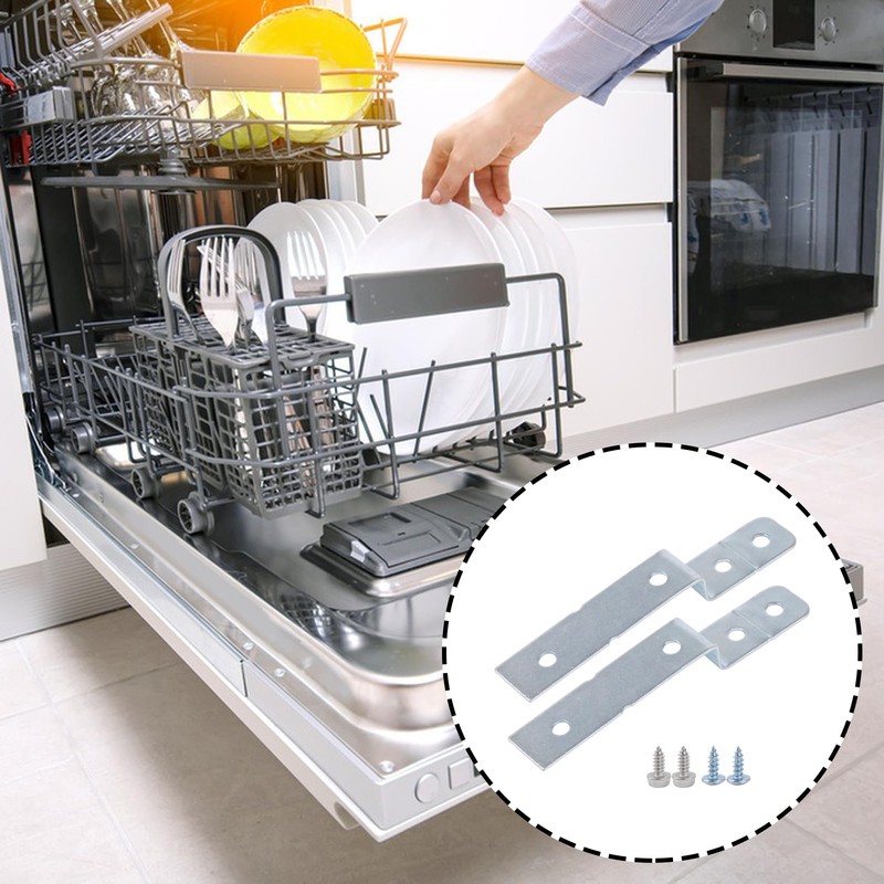 RDEXP 2Pieces Silver Dishwasher Side Mount Bracket Kit w/Screws Replacement