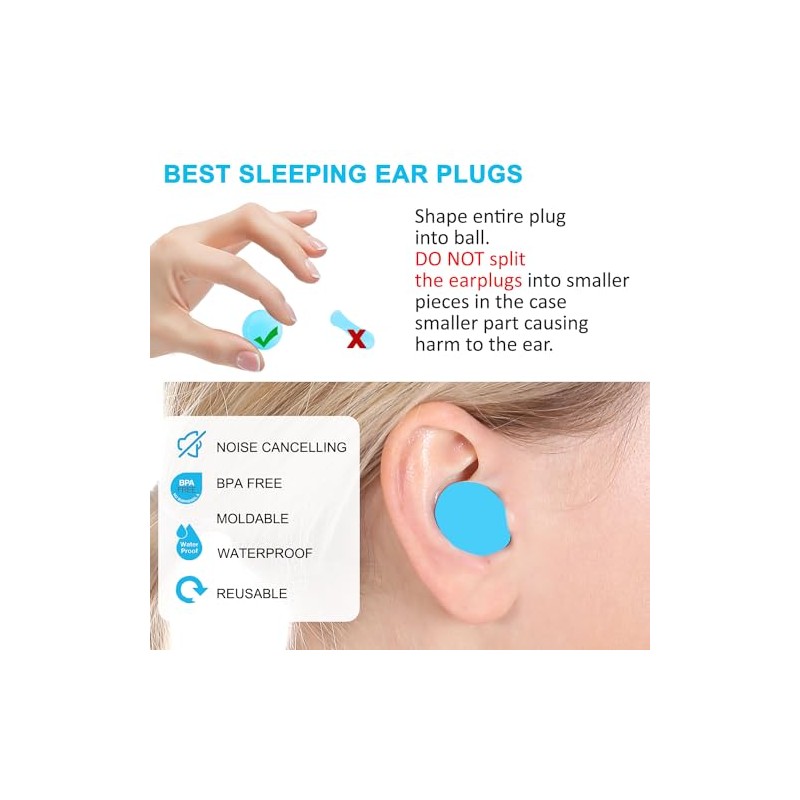 Tapones para los oídos para dormir, tapones de silicona moldeables