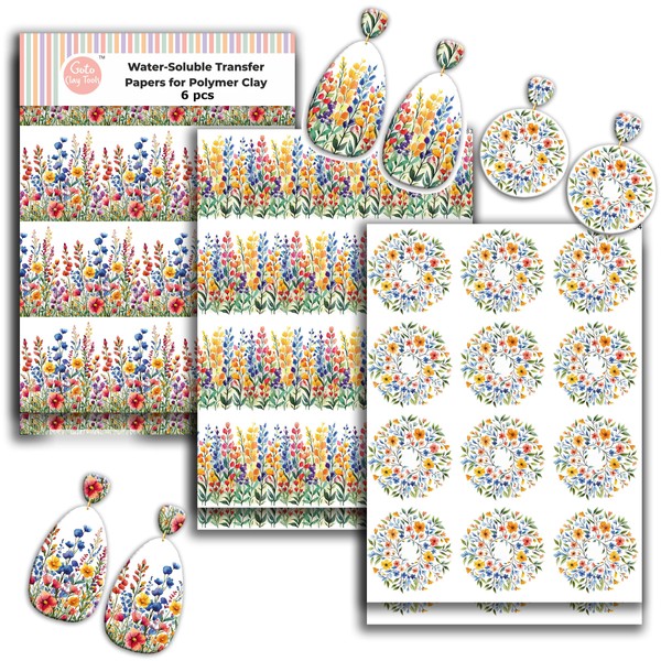 GOTO CLAY TOOLS Wildflower Border Clay Transfer Paper - 6