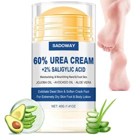 Crema Hidratante con Urea 60: Reparadora para Pies - Manos y Codos, Trata Piel Seca, Agrietada y Callosidades, Crema Exfoliating e Hidratante Anti Rozaduras Para Pies Agrietado, 40g