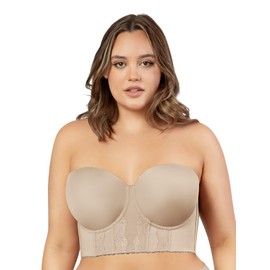PARFAIT Elissa P50116 Women's Full Bust and Full Figure Strapless Longline Bra-European Nude-30HH