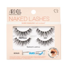 Ardell Naked Lashes 425, 2 Pairs, with 1g DUO Pipette Clear-White Adhesive, Subtle Volume & Length, 1 Set