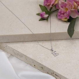 Tuscany Silver Women's Sterling Silver Rhodium Plated Initial 'E' with Cubic Zirconia on Curb Chain of 46cm/18''