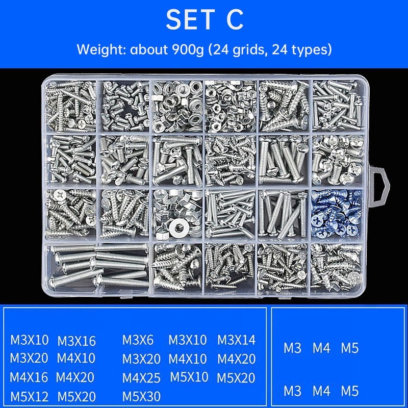 AIMALL Household Screw and Nut Kit - Complete Screw Box