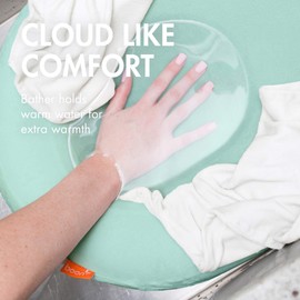 Boon Puff Inflatable Baby Bather - Infant Bathtub Includes Microfleece Cover and Contoured Sides – Inflatable Baby Bathtub for Newborns and Infants
