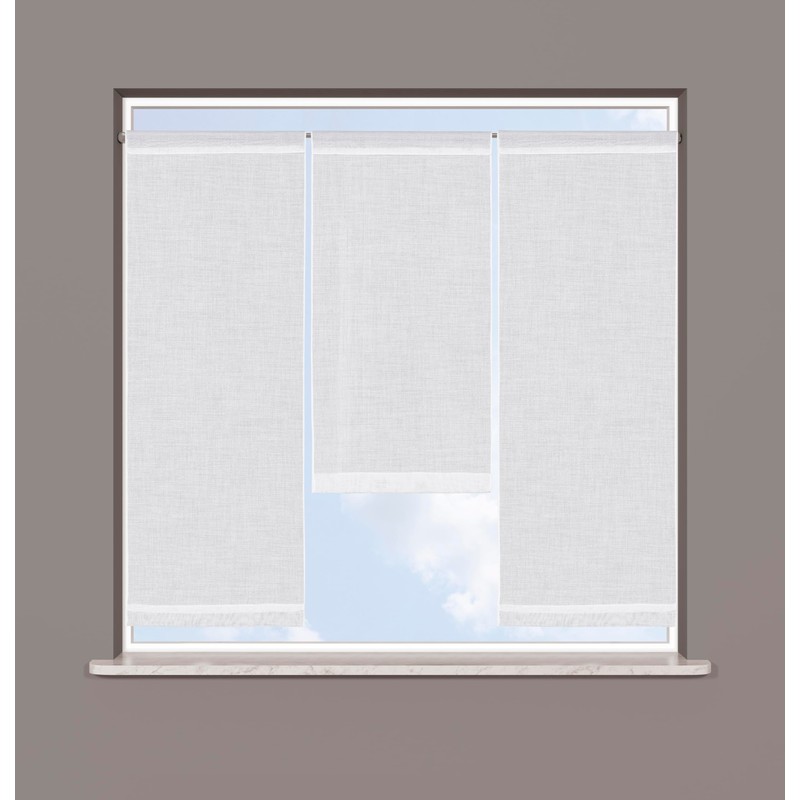 Clever-Kauf-24 Mini Panel Curtain Set, 3 Pieces, White, Transparent, 2