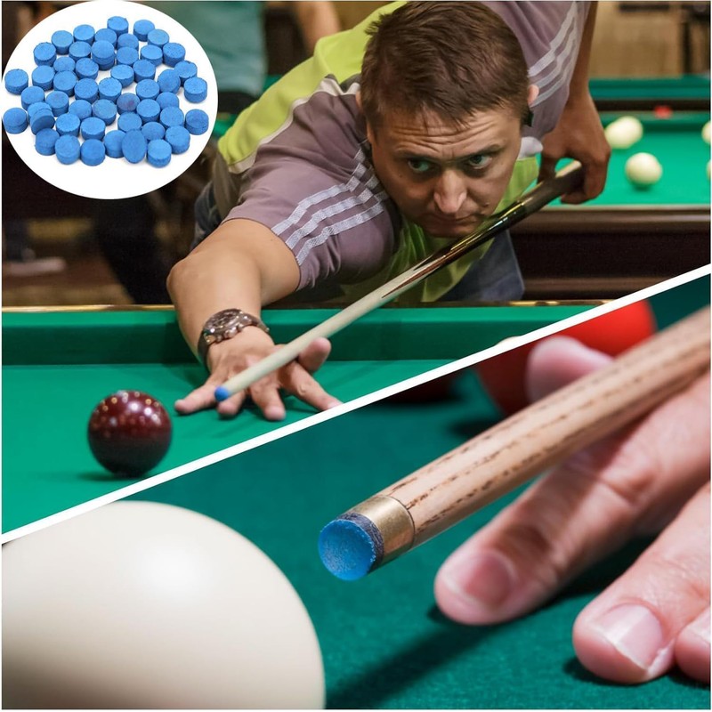 Zbssny 50 Pieces Cue Tips, 10mm Pool Tips Snooker Tips,Blue