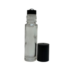 AC 72 Pcs PLAIN 1/3 oz 10ml Glass Rollon Bottle W/BLACK Cap & Steel Roller