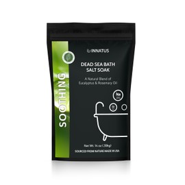 Dead Sea Soothing Bath Salt Soak with 21 Minerals – Relaxing, Detoxifying, and Nourishing for Skin – 14oz, Infused with Essential Oils – Rejuvenate Mind & Body, Made in The USA Eucalyptus