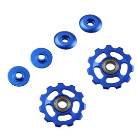 Runseaway 2Pcs 11T Aluminum Alloy Sealed Bearing Jockey Wheel Rear Derailleur Pulley, High-Performance Bicycle Shift Guide Wheel, Multicolor CNC Anodized Finish, Blue