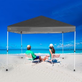 Abba Patio 10x10 Easy Up Straight Leg Canopy Tent, Outside Canopy, Portable Commercial Canopies Shelter with Carry Bag, Waterproof UV-Resistant,Grey (4 Wheels)