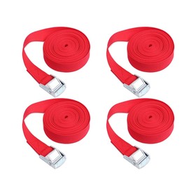 4Pcs Ratchet Tie Down Straps, Adjustable Tensioning Belt Lashing Straps for Cargo Luggage Vans Trucks Motorcycle (Red) - 4m x 25mm
