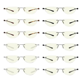 Eyekepper 12 Pack Rimless Blue Light Blocking Reading Glasses Half-Moon Computer Readers Men +2.00