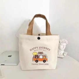 International Mini Eco Canvas Bag - Small, Versatile Lunch Tote for Students & Office Workers, Simple 20 Free Size / Smiling Bear 20*25*8 10ea