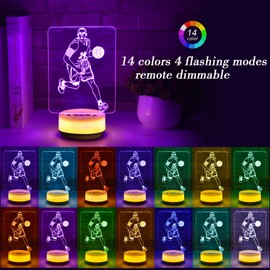 HYODREAM Basketball Night Light, LED Lamp with 14 Colors, Dimmable, Rechargeable, Remote Control, Modern Design for Kids, Adults, Living Room, Bedroom