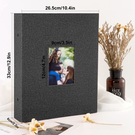 Ywlake Photo Album 4x6 400 Pockets, Linen Photo Albums Holds 400 Vertical Pictures Only Black
