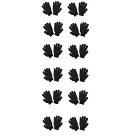 Magic Thermal Gloves - Winter Warm Kids' Gloves with Gripper Palm (Pack of 12, Black)
