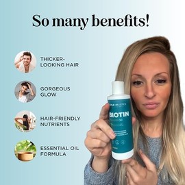 Champú voluminizador de biotina para cabello adelgazante – Champú de cabello fino con queratina de romero y aceites esenciales para el cuidado del cab