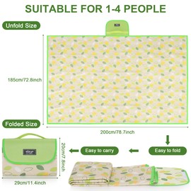 SUNUP 78"x 72" Large Picnic Blankets, Foldable Sand Beach Mat, Lightweight Waterproof Camping Blankets for Hiking, Travel, Family Outing