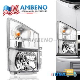 Cahuczlhoz Halogen Headlight with Corner Lamp Assembly Fit 2008-2020 ISUZU NPR NPR-HD NQR