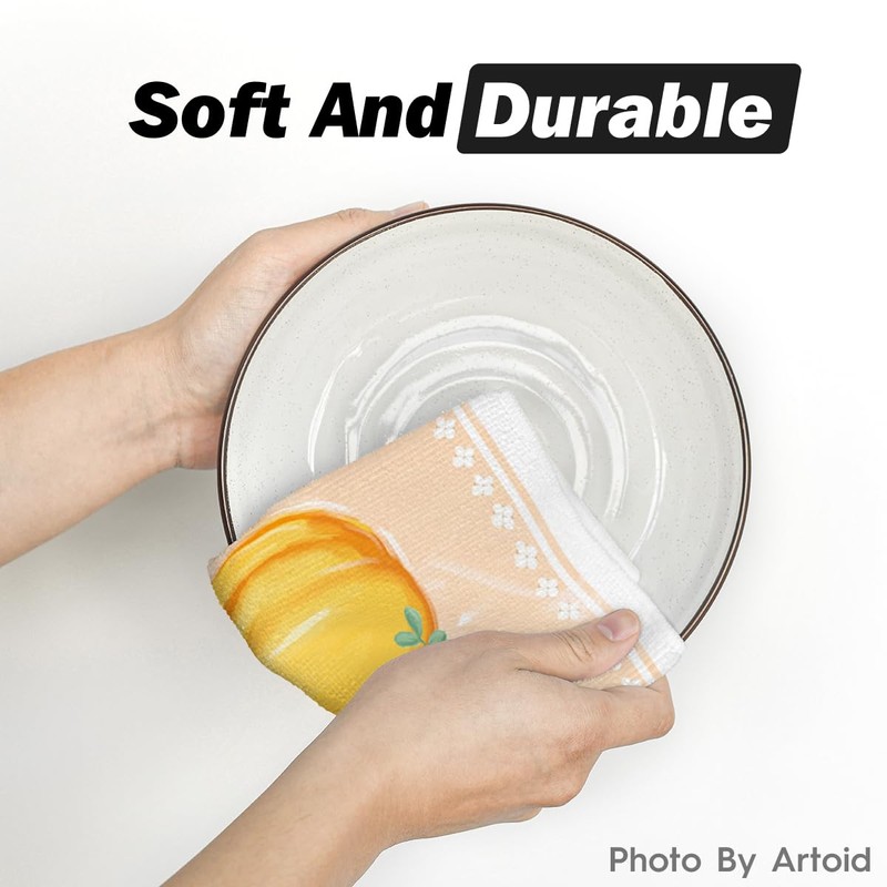 Artoid Mode Orange Pumpkin Fall Kitchen Towels Dish Towels, 18x26