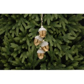 4 x Hanging Copper Glass Acorn Christmas Decoration Autumnal Displays Each 6cm Tall