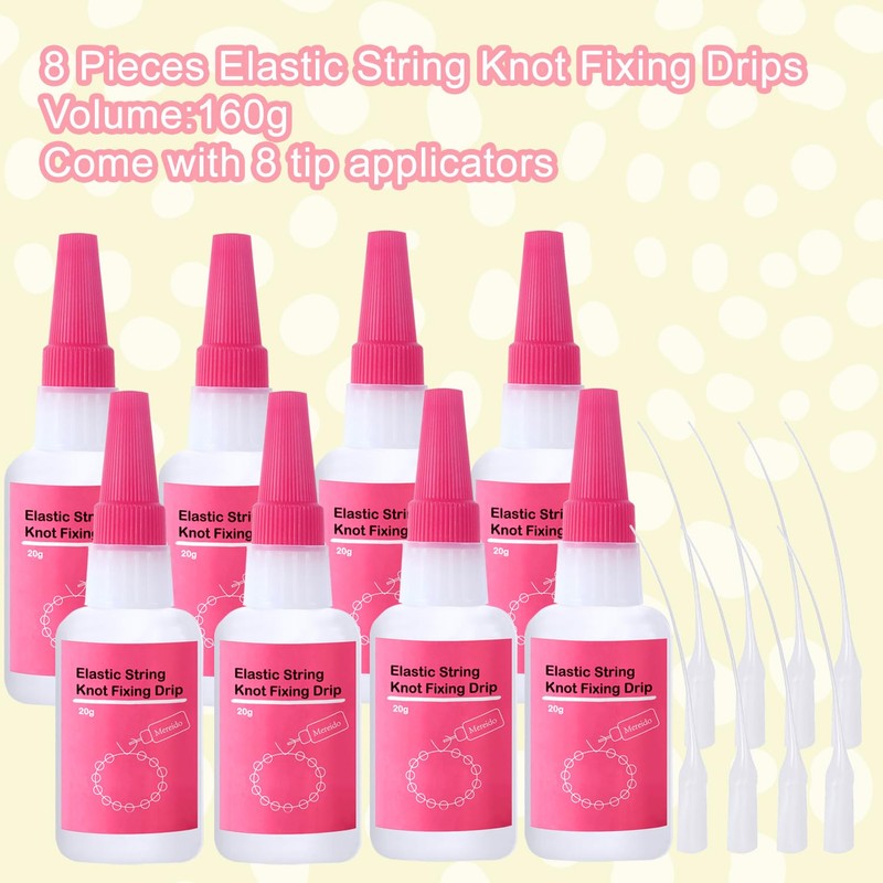 8 Pack Elastic String Knot Fixing Drip, Clay Beads Bracelet